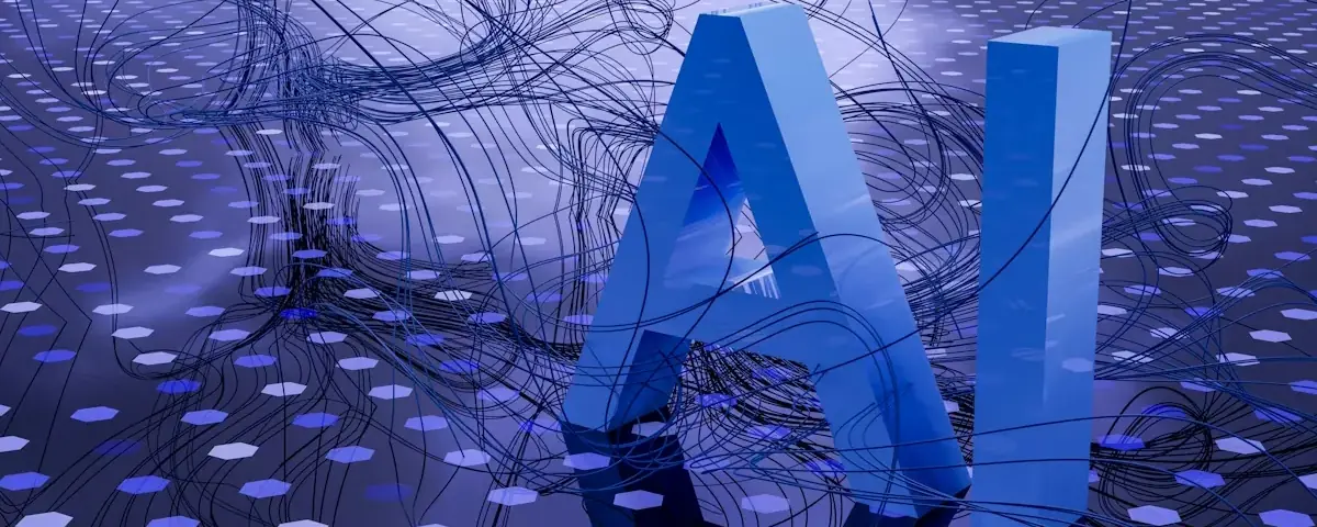 Abstract AI neural network visualization representing Google AI Overviews in search